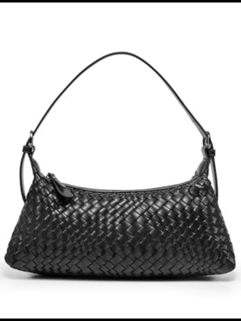 Handwoven Faux Leather Crossbody Bag Mini Baguette Convertible